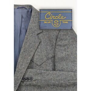 Vintage Circle S‎ Mens Sport Coat 44L Western Yoke Gray Suit Jacket Made in USA